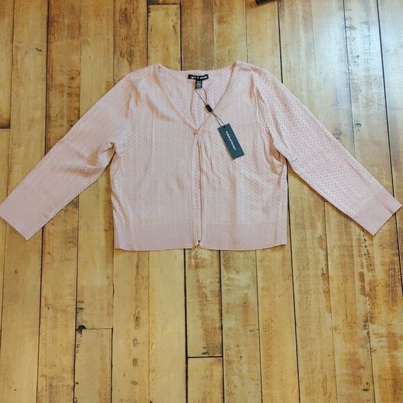 Cable & Gauge Sweater Small Blush Pink New Cardigan Neutral Boho Easter Spring - Picture 1 of 8